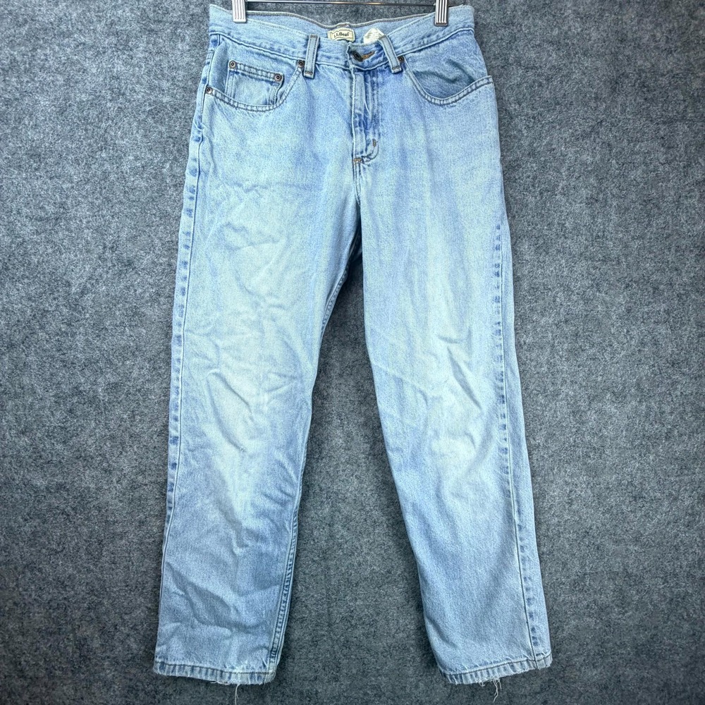 Vintage L L Bean Jeans Womens 6 Petite Blue Denim Cotton Mid Rise Straight Leg